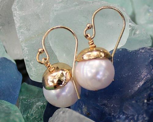 Baroque Pearl Drop Earrings 14k Gold - Kinn